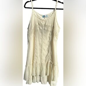 J. Gee Womans Summer Cream Lace Boho Tiered Dress Size L